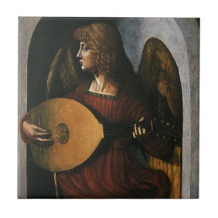 Leonardo da Vinci"s An Angel in Red with a Lute Ceramic Tile