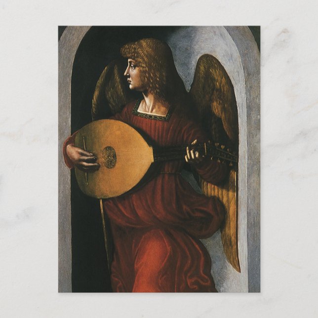 Leonardo da Vinci"s An Angel in Red with a Lute Postcard (Front)