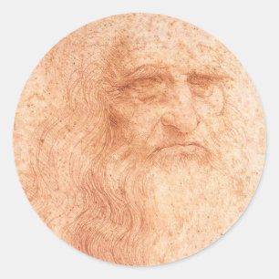 Leonardo da Vinci Self Portrait Red Chalk Classic Round Sticker