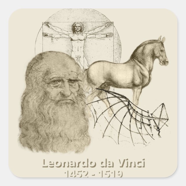 Leonardo da Vinci Square Sticker (Front)