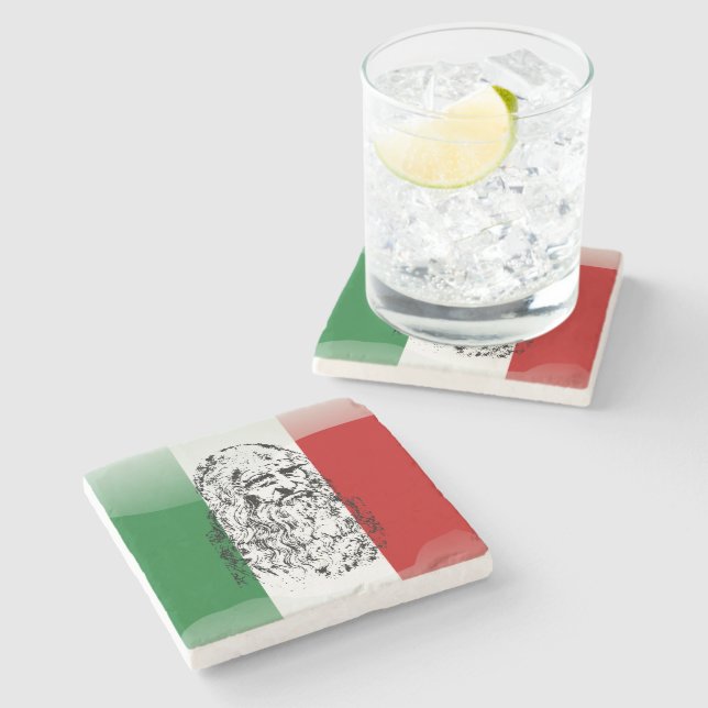 Leonardo da Vinci Stone Coaster (Side)