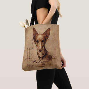 Leonardo Da Vinci Style Podenco Dog Tote Bag