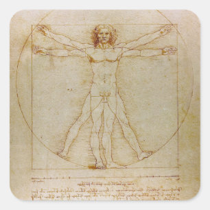 Leonardo Da Vinci, The Vitruvian Man,Renaissance Square Sticker