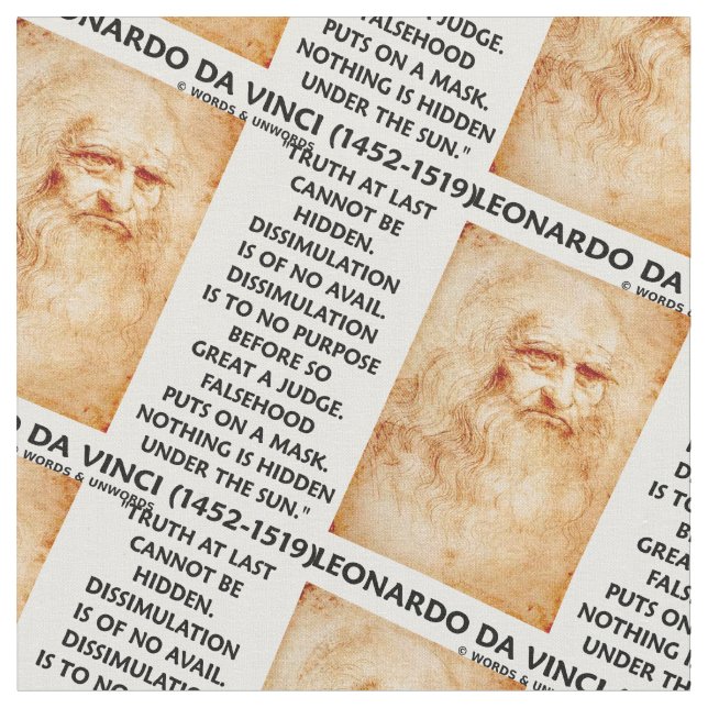 Leonardo da Vinci Truth Cannot Be Hidden Quote Fabric (Close Up)
