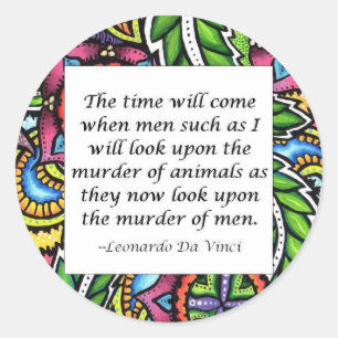 Leonardo Da Vinci vegetarian quote Classic Round Sticker