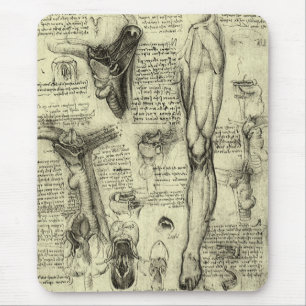 Leonardo da Vinci Vintage Human Anatomy Larynx Leg Mouse Pad