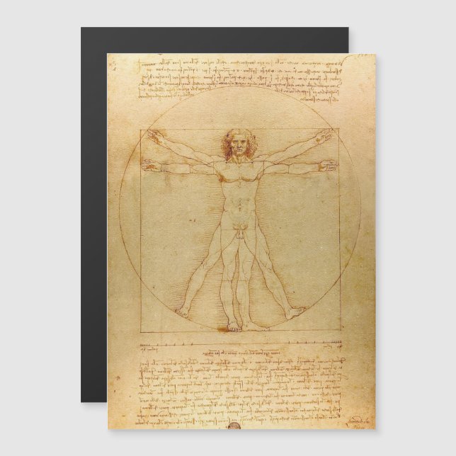 Leonardo Da Vinci, Vitruvian Man, Golden Ratio Magnetic Invitation (Front/Back)