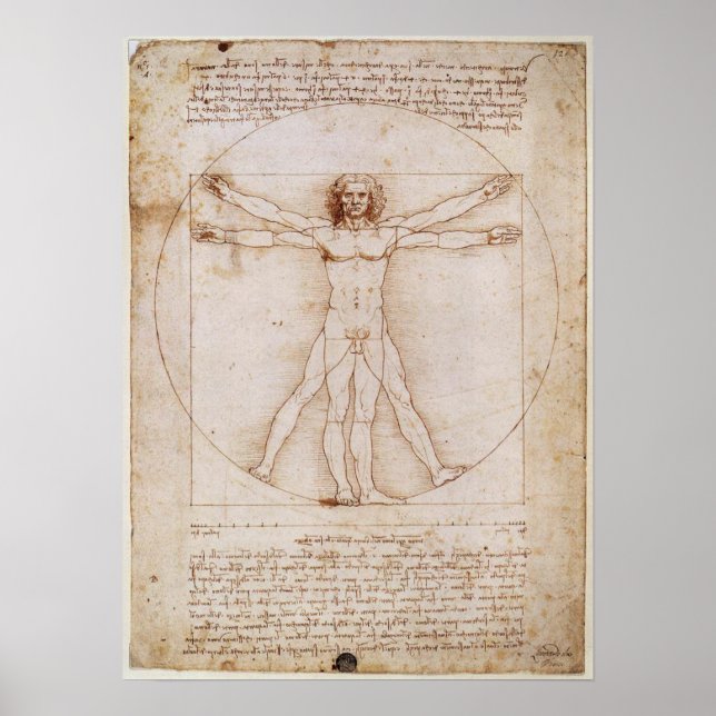 Leonardo da Vinci Vitruvian Man Poster (Front)