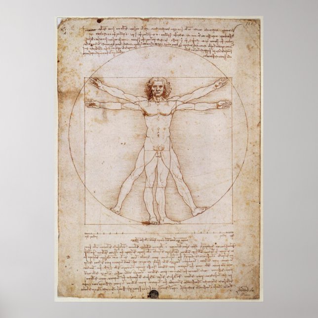 Leonardo da Vinci Vitruvian Man Poster (Front)