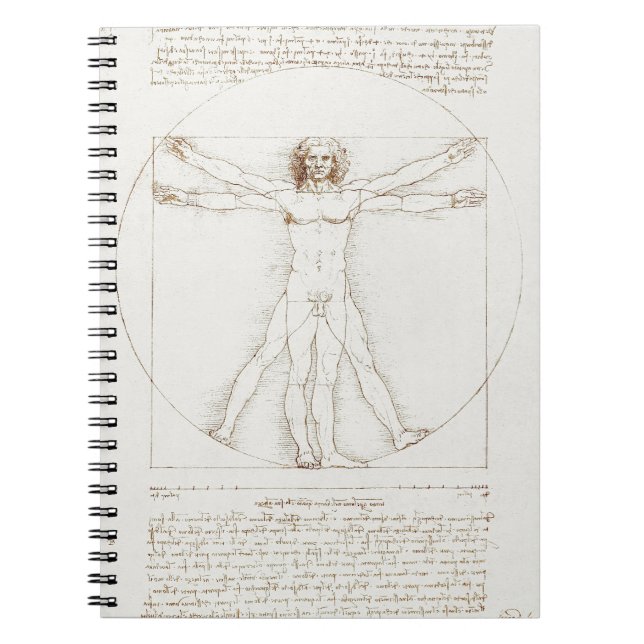 Leonardo da Vinci Vitruvian Man Vintage Art Notebook (Front)