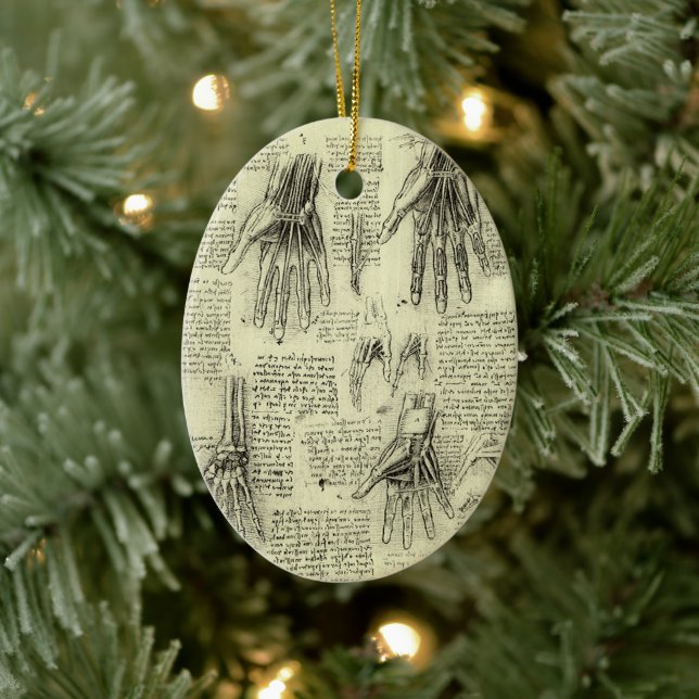 Leonardo da Vinci's Anatomy of the Human Hand Ceramic Ornament (Tree)