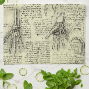 Leonardo da Vinci's Anatomy of the Human Hand Tea Towel