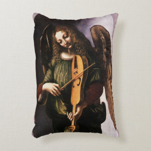 Leonardo da Vinci's Angel in Green with a Vielle Decorative Cushion