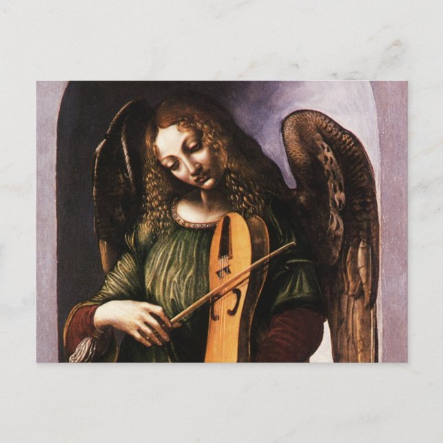 Leonardo da Vinci's Angel in Green with a Vielle Postcard (Front)