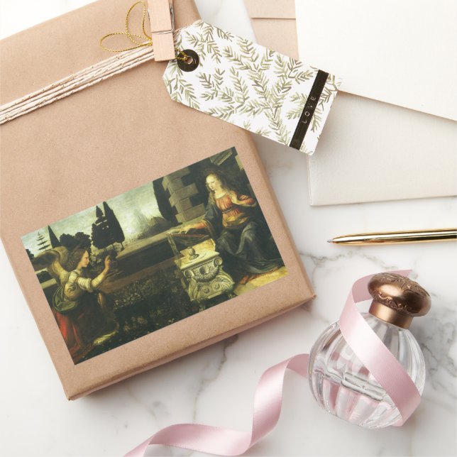 Leonardo da Vinci's Annunciation of the Lord Rectangular Sticker (Gifting)