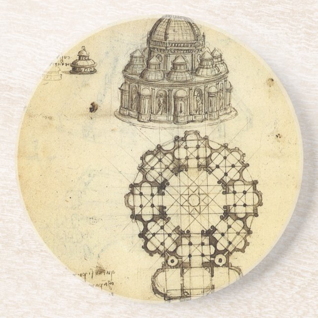 Leonardo da Vinci's Architectural Cathedral Study Coaster (Front)
