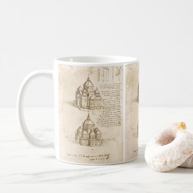 Leonardo da Vinci's Architectural Cathedral Study Coffee Mug (With Donut)