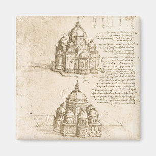 Leonardo da Vinci's Architectural Cathedral Study Magnet