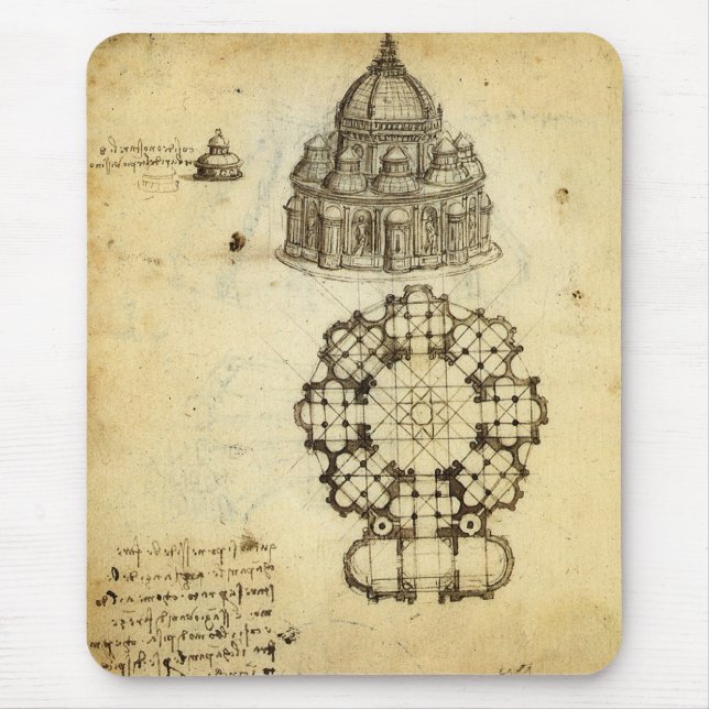 Leonardo da Vinci's Architectural Cathedral Study Mouse Pad (Front)
