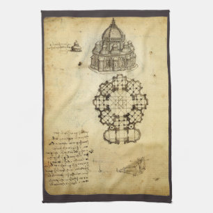 Leonardo da Vinci's Architectural Cathedral Study Tea Towel