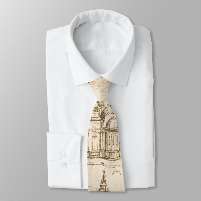 Leonardo da Vinci's Architectural Cathedral Study Tie (Tied)