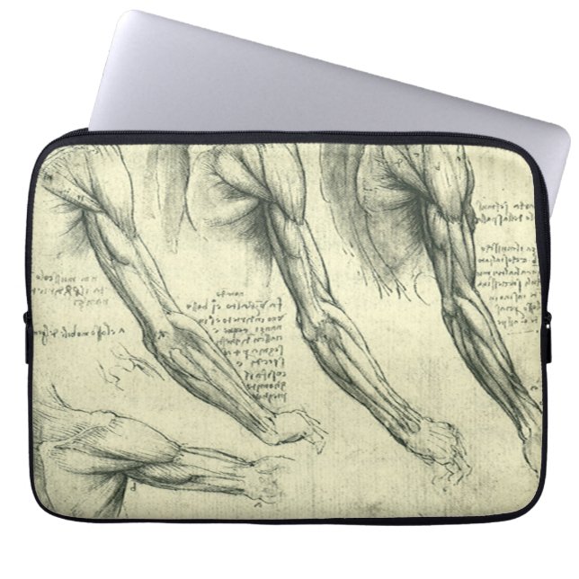 Leonardo da Vinci's Arm and Shoulder Anatomy Laptop Sleeve (Front)