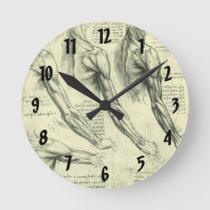 Leonardo da Vinci's Arm and Shoulder Anatomy Round Clock