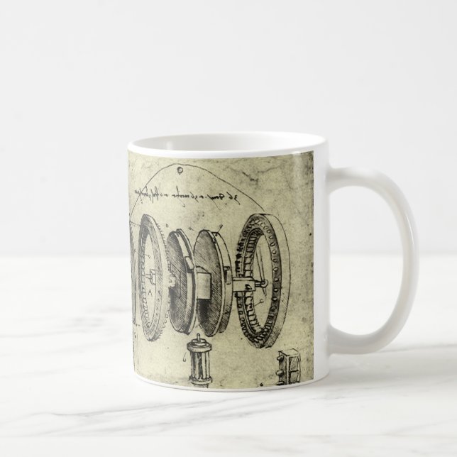 Leonardo da Vinci's Engineering Sketch of a Wheel Coffee Mug (Right)