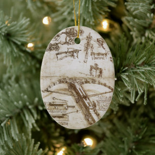 Leonardo da Vinci's Giant Crossbow Weapon Sketch Ceramic Ornament