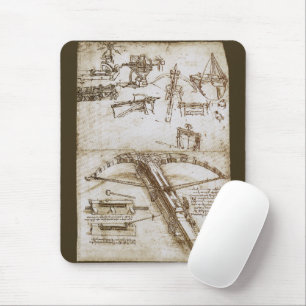 Leonardo da Vinci's Giant Crossbow Weapon Sketch Mouse Pad