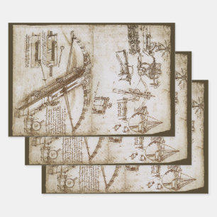 Leonardo da Vinci's Giant Crossbow Weapon Sketch Wrapping Paper Sheet