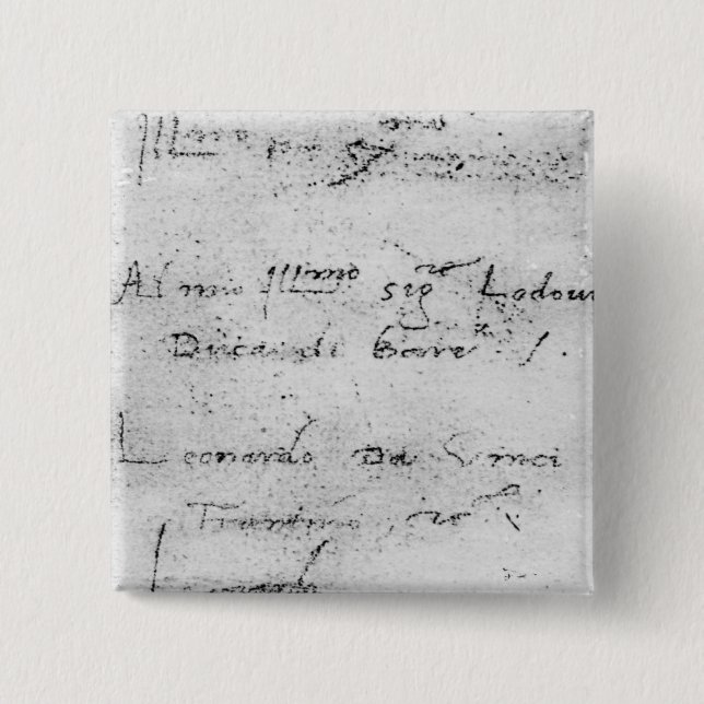 Leonardo da Vinci's handwriting 15 Cm Square Badge (Front)