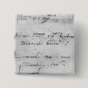 Leonardo da Vinci's handwriting 15 Cm Square Badge