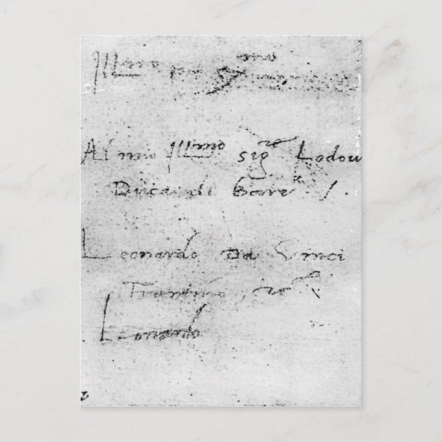 Leonardo da Vinci's handwriting Postcard (Front)