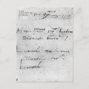 Leonardo da Vinci's handwriting Postcard