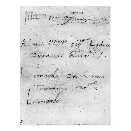 Leonardo da Vinci's handwriting Postcard