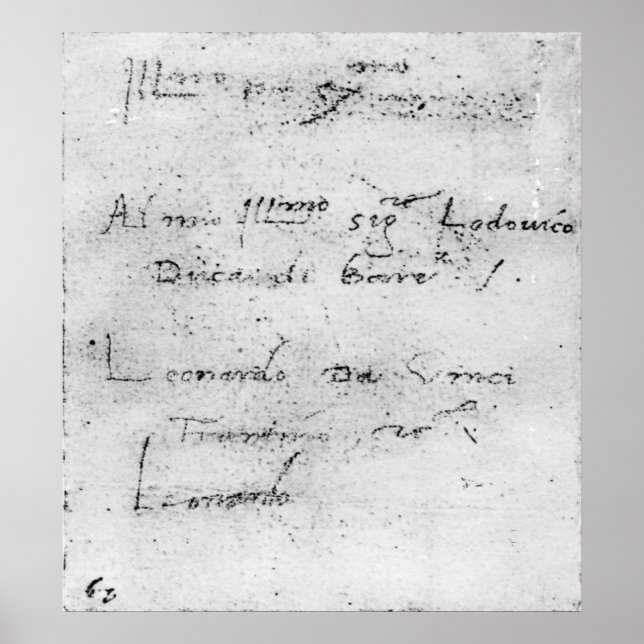 Leonardo da Vinci's handwriting Poster (Front)