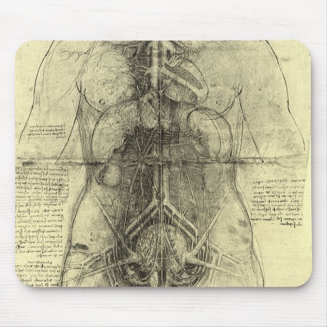 Leonardo da Vinci's Human Anatomy, Female Torso Mouse Pad (Front)