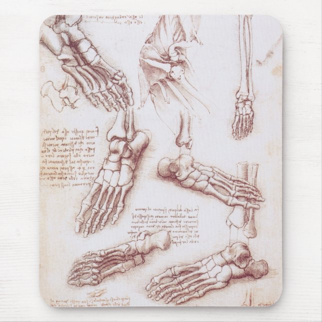 Leonardo da Vinci's Human Anatomy Foot Bones Mouse Pad (Front)