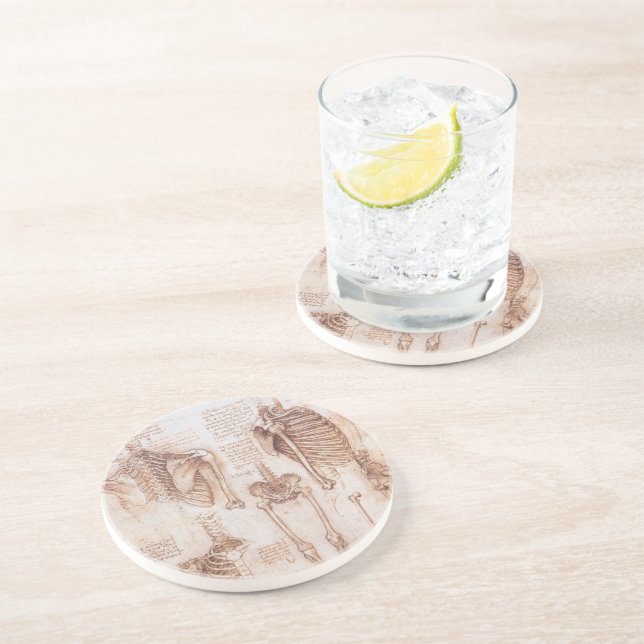 Leonardo da Vinci's Human Anatomy Skeleton Bones Coaster (Side)