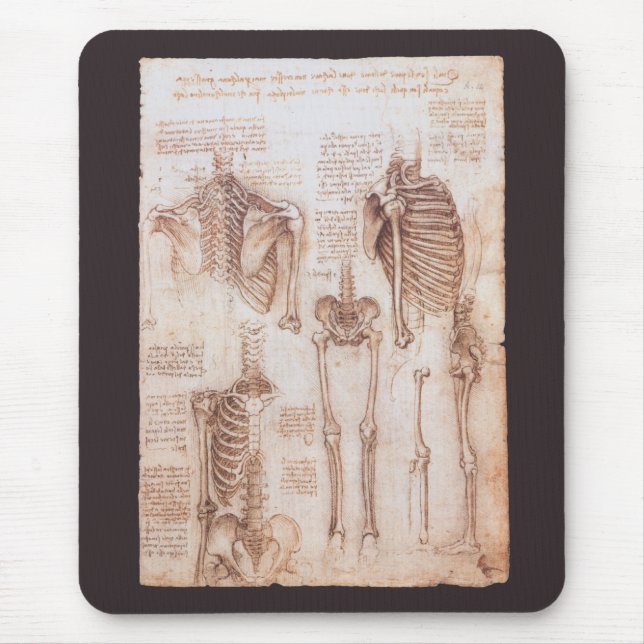 Leonardo da Vinci's Human Anatomy Skeleton Bones Mouse Pad (Front)