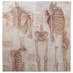 Leonardo da Vinci's Human Anatomy Skeleton Bones Napkin