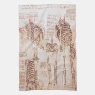 Leonardo da Vinci's Human Anatomy Skeleton Bones Tea Towel