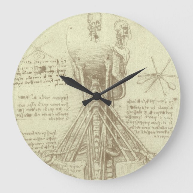 Leonardo da Vinci's Human Anatomy Spinal Column Large Clock (Front)