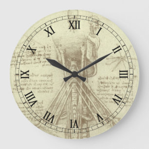 Leonardo da Vinci's Human Anatomy Spinal Column Large Clock
