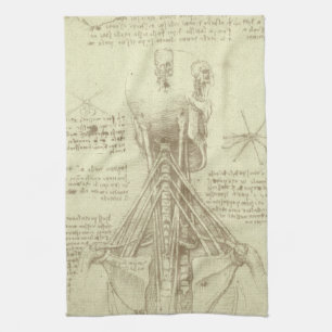 Leonardo da Vinci's Human Anatomy Spinal Column Tea Towel