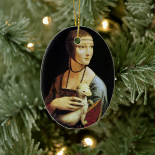Leonardo da Vinci's Lady with an Ermine Ceramic Ornament