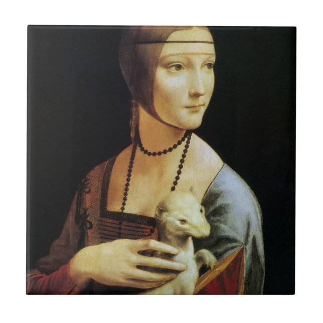 Leonardo da Vinci's Lady with an Ermine Ceramic Tile (Front)