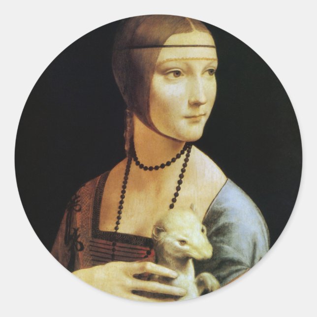 Leonardo da Vinci's Lady with an Ermine Classic Round Sticker (Front)