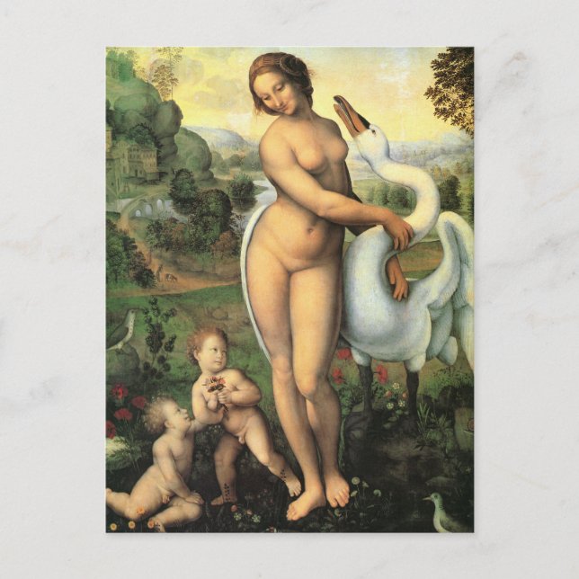 Leonardo da Vinci's Leda and the Swan Postcard (Front)